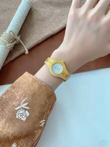 1 件女士石英手表奢华时尚女士腕表金表链优雅百搭适合商务和休闲穿着复古 - 均碼 - 查看 15