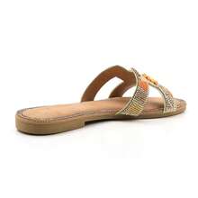 lunryet Women's Glitter Shiny Slide Sandals Slip-On Flat Slippers HONEY-133 - 金色 - 查看 7