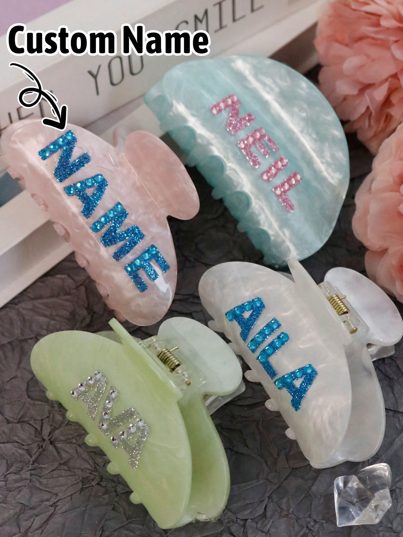 مشابك شعر مخصصة باسم،مشابك شعر مخصصة للنساء،مشابك...