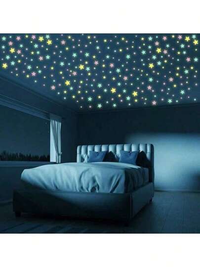 10 Fluorescent Luminous Star Stickers For Bedroom Decor - Create A Twinkling Night Sky On Ceilings And Walls