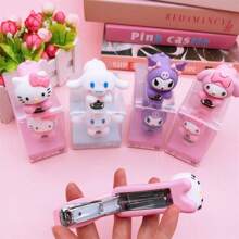 Sanrio Cute Sanrio Silicone Hello KittyKuromi Melody Jade Guigou Stapler Mini Portable Stapler, Student, Office,Send A Box Of Nails School Supplies,Back To School
