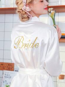 Women's Ice Silk Embroidered Bridal Robe, Wedding Cloak, Bridal Morning Gown - White Bridal Gown - View 9