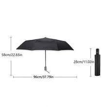 1pc Fully Automatic Open Umbrella, One-Button Open, Suitable For Sunny And Rainy Days, 8 Ribs, Solid Color Business Umbrella, Black Coating UPF50+, Sun-Blocking Umbrella, Triple Folding Parasol, Solid Color Foldable Umbrella, Unisex, Single Person Umbrella, Summer UV Protection Umbrella, Rainy Day Gift Umbrella, Travel Umbrella, High Density Impact Cloth Umbrella, Wedding Photography Umbrella, Elegant Design, Comfortable Grip,Spring Summer Picks,Brides Maid Gifts,Room,Bedroom Decor,Beach,Travel,For Men,For Women,Vacation,Cute Stuff - Multicolor - View 2