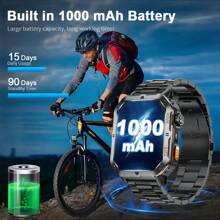 GUHUAVMI GUHUAVMI Ultra Large Capacity Battery Sport Smart Watch, 1000mAh Huge Battery, 2.01inch HD Full Screen Touch, Wireless Call/Dial, LED Flashlight, Clock, Music Control, Shutter Control, Fitness Tracker, Heart Rate/Sleep Monitoring, IP68 Waterproof Smartwatch For Men Women, Compatible With Android/IOS