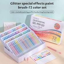 Bộ 36-72 bút gel nhũ, đầu bút 1.0mm, viết trơn tru, bút dạ quang nhũ, bút vẽ nhiều lớp dung lượng lớn, dụng cụ mỹ thuật, thích hợp cho học sinh, quà tặng tựu trường. - Nhiều màu - Xem 13