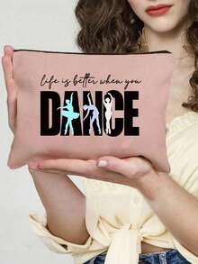 Dance Letter Makeup Cosmetic Bag Birthday Graduation Gift For Daughter Wedding Gift Adult Daughter Gift Travel Toiletry Bag Daughter Bridal Shower Gift Make Up Pouch Makeup Bag Gift For Make Up Organizer For Makeup Tools Wash Bag For Girl Women (Various Patterns To Choose From)Travel Essentials Vacation Summer Holiday Back To School School Stuff Bag For School Wash Bag Travel - Multicolor - View 12