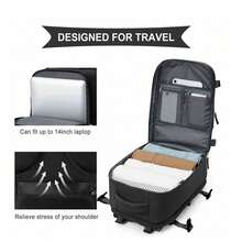Extra Large Travel Backpack, 40*25*20cm, Carry-On Cabin Bag . Built-In Separate Shoe Compartment, Large Capacity Backpack. - Black - View 3