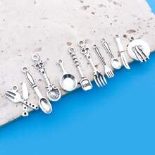Mix 100 Pieces Of Alloy Antique Silver Tableware Charms Series Pendants Accessories, Suitable For DIY Necklace, Earring, Keychain Jewelry Making Fashion Accessories.