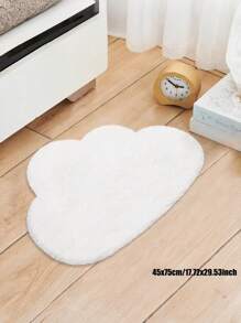 1pc Fluffy Faux Fur White Cloud Pattern Carpet, Cute, Comfortable, Machine Washable Modern Home Decor Mat, Plush Solid Color Suitable For Bedroom, Bedside, Sofa, Slouchy Sofa Chair, Wardrobe Decoration, All Seasons, Multiple Sizes Available