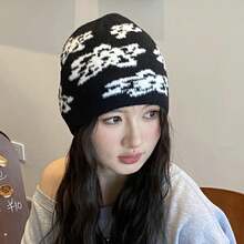 Gorro tejido con estampado de letras para mujer, ropa de calle Hop Harajuku Y2k, jersey de moda coreana estético negro Unisex ZNZC - 1 - Ver 6