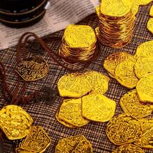 10pcs/30pcs/60pcs Golden Medals & Coins - Pirate Treasure, Spanish Doubloons, Golden Taler Decorations For Parties, Events, Halloween, Christmas, Halloween Party Decor | Golden Coin Design | Durable Plastic, Pirate Party Decorations - Multicolor - View 2