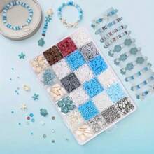 3200 Stücke Schmuckherstellung Set mit ozeanblau thematischen gemischten Polymer-Ton-Perlen, einschließlich Schildkröten/Muschel/Seestern Anhänger für DIY Freundschaftsarmbänder, Halsketten, Ohrringe, Bastelarbeiten, Geschenke (Zufallsfarben)