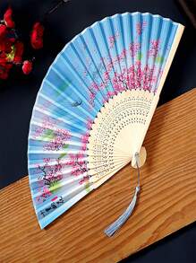 Eventail à main style chinois avec franges pour l'été, eventail pliant rétro Hanfu pour hommes, femmes, enfants, danse, fournitures scolaires, rentrée scolaire