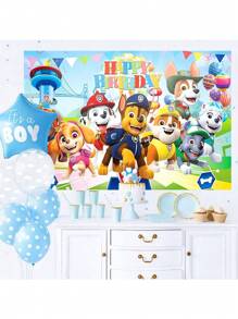 Paw Patrol 1 pieza Autorizada Decoración de Fiesta de Cumpleaños de PAW Patrol para Mesa de Pastel, Fondo de Tela para Decoración de Cuarto de Fiesta, Fondo de Fotos de Cabina de Fotos, Accesorios de Estudio, 82.7*59.1/59.1*39.4/39.4*29.5 Pulgadas