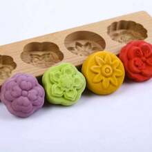 1 Set Of 4 Flower-Shaped Wooden Stamps, Wooden Mooncake Molds, DIY Hand-Pressed Mooncake Stamps, Dim Sum Desserts, Mung Bean Cakes, Pumpkin Cakes, Biscuits, Steamed Buns, Mid-Autumn Festival Pastry Molds, Biscuit Cutters, Mooncake Makers, Baking Tools, Suitable For Restaurants/Outdoors/Dining/Parties/Gifts/Festivals