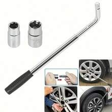 1 Set Llave de rueda telescópica con dados Llave para ruedas con dados 17/19, 21/23mm, herramienta de reparación de automóviles - Plateado - Ver 5