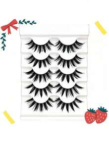 5 Pairs Cartoon Style False Eyelashes, Moist Appearance, Japanese Character Cosplay, Dense & Tapered Thai Eyelash Strip Lashes,Lashes,Eyelashes,Fake Lashes - Spiky Manga Lashes - View 6