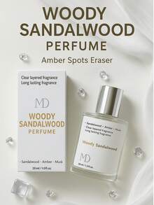 木质檀香香水，含檀香、琥珀和麝香香调 - 清澈的多层香氛，持久留香，30ml 男女淡香水，适合日常和晚间使用