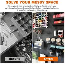 Tablero Perforado 122cm x 30.5cm,4 Paneles Metal Perforados, Organizador Pared Tablero Perforado,Tablero Perforado Grande Y Resistente para Paredes,Hogar,Garaje,Almacenamiento De Herramientas - Negro - Ver 8