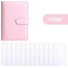 1pc A6 Faux Leather Budget Planner Set With 12 Zipper Bags - Cash/Card Organizer For Daily Office Use