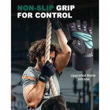 Trideer Workout Gloves For Men, Weight Lifting Gloves With Wrist Wrap Support, Full Palm Protection & Extra Grips For Weightlifting, Exercise, Cross Training, Fitness, Pull-Up - Black-Wrist - 查看 10