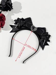 1pc Gothic Style Women Fashion Accessories Set, Including Elegant Cross & Heart Buckle Belt, Bowknot Hairband, Suitable For Daily Commute, Festivals, Birthday Party, Travel, Photography - A Great Gift For Best Friend, Bow Accessories, Black Hair Accessories, Halloween Accessories ,Hair Accessories