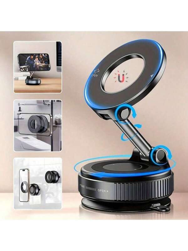 360° Rotating Magnetic Phone Holder, Foldable & Retractable, Universal Compatibility Non-Waterproof, Portable For Car/Shower/Travel/Gym/Smooth Mirror PS: Only Supports Installation On Smooth Surfaces