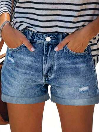 Europäischer Straßen Sommer neue einfache vielseitige Pendler Urlaubs Pendler Mode Knöchel gerollt Design Mitteltaille Damen Jeans