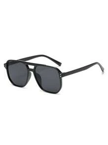 Unisex Tortoise Shell Color Square Frame Double Bridge Pilot Style Fashion Glasses For Vacation Boho Shades Beach Accessories, Suitable For Summer Sun Protection, Beach Vacation, Outdoor Sports, Party, Self-Driving, Fishing, Cycling, Shopping And Taking Photos Accessories
