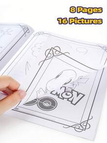 pokemon 8 Pages/Book Pocket Monster Cartoon Coloring Book: Double-Sided Printing, Random 16 Pictures, DIY Painting Toy With Stickers, Suitable For Boys And Girls As Thanksgiving, Christmas, New Year Gifts