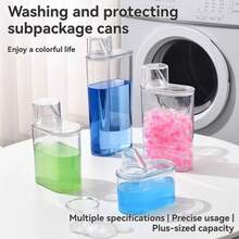 Dispensador hermético de detergente para ropa, dispensador transparente de suavizante de ropa, gran capacidad para almacenamiento de polvo de alimentos - 1500 ml - Ver 2