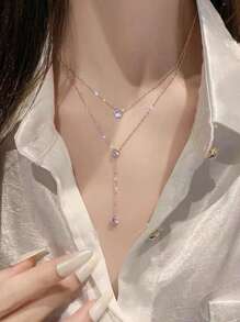 1pc Summer Ins Style Minimalist Double Layer Necklace, Women Elegant Collarbone Chain, Unique Design