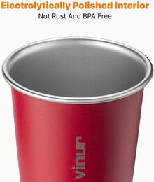 s de acero inoxidable para niños de 8 onzas/240 ml, vasos apilables de metal para viajar, acampar, al aire última intervensión (azul cielo-naranja-rojo caliente-verde manzana) - púrpura-naranja-azul cielo-cañón rojo - Ver 6