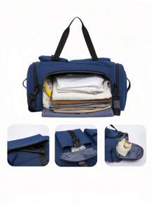 Dry And Wet Separation, Independent Shoe Compartment, Multiple Carrying Methods, Large Capacity Sports Luggage Bag, Multi-Compartment Design, High-Density Fabric, Available In Black/Gray/Blue, Suitable For Outdoor Light Travel/Yoga Fitness Swimming/Basketball Football Tennis Skiing/Unisex
