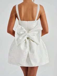 Vestido de verano de mujer WOWDARK de cuello cuadrado con lazo decorativo y tirantes de línea A