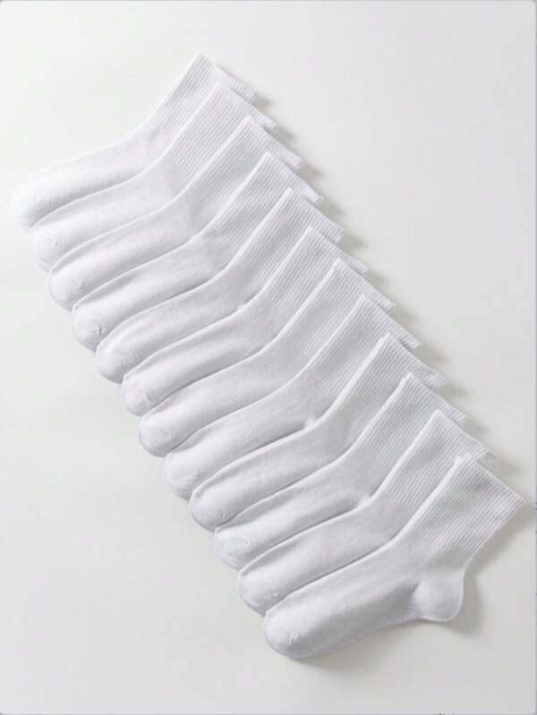 4 Pairs White Striped Ankle Socks, All-Match Simple Design For Everyday Wear, Breathable & Moisture-Wicking