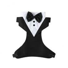 1pc Anti-Escape Dog Suit With Scarf & Harness, British Style, Wedding & Party Attire For Pets