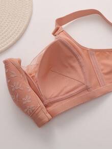 paquete de 3 sujetadores de encaje sin alambres, sujetadores sexy ajustables sin aros para mujeres, gris claro, albaricoque, rosa