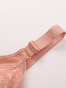 paquete de 3 sujetadores de encaje sin alambres, sujetadores sexy ajustables sin aros para mujeres, gris claro, albaricoque, rosa