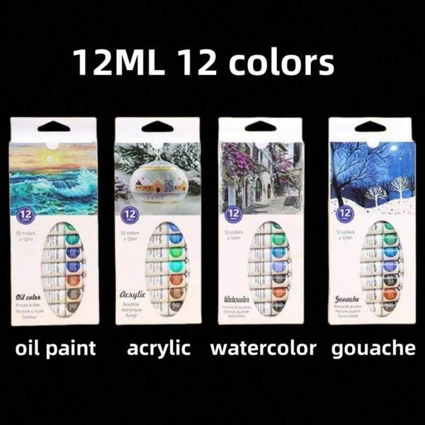12/18/24/36 couleurs Tubes de couleurs vibrantes de 5 ml avec de superbes peintures acryliques. Fournitures d'art pour artistes adultes et débutants, fournitures scolaires, rentrée scolaire