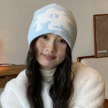 Gorro tejido con estampado de letras para mujer, ropa de calle Hop Harajuku Y2k, jersey de moda coreana estético negro Unisex ZNZC - 1 - Ver 7