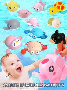 Juguetes de baño para niños, juguetes de agua para nadar, juguetes de baño para bebés (los ojos del cangrejo son aleatorios). Patitos de goma, juegos educativos, juguetes para piscina de chapoteo para niños, juguetes sensoriales, juguetes para recién nacidos, navidad, tortuga, delfín, pez payaso, elefante, pingüino, juguetes de animales de baño, juguetes para ducha y bañera, regalos de juguetes de aspersión para niñas pequeñas, suministros de baño, juguetes para bebés de 2 años, regalos de cumpleaños, accesorios para bebés, artículos esenciales, regalos de Halloween