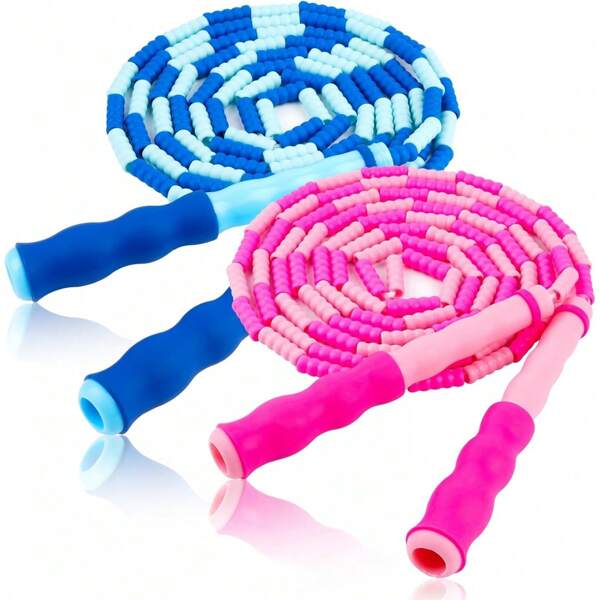 1 pieza Cuerda de saltar de cuentas blandas y segmentadas ajustables, adecuada para entrenamiento y acondicionamiento físico diario