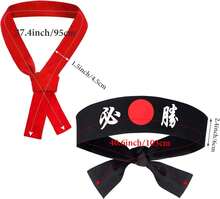 Hibachi Chef Hat And Costume Accessories - Japanese Teppanyaki Tall Cap And Hachimaki Headband For Halloween Dress Up - Multicolor - View 5
