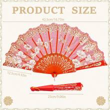 10 Pack Folding Fans – Handheld Spanish Style Fans,Bulk Hand Fans For Wedding, Tea Party, Dance, Church,Performance, Home Decorations, Festival, Gift,Red - 紅色 - 查看 5