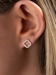 1pc Sterling Silver Four-Leaf Clover Hollow Zirconia Inlay Pendant Necklace, Delicate Minimalist Design, Versatile Choker Necklace, Refreshing For All Seasons Valentines