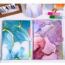 Stylish Funky File Organizer With 5 Pockets And 16 Labels, Natural Marble Expanding File Folder, Make Your Study, Life And Work Be Different - 8 Patterns Optional Back To School,Back To School,School Supplies