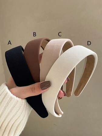 4pcs/3pcs/2pcs/1pc Soft Sponge Headbands, Vintage French Style Ladies White/Brown Solid Color High Crown Fashion Versatile Elegant Hair Accessories, Suitable For Daily Out, Washing Face/Shower, Makeup & Outfit Matching ,Hair Hoop Hairband For Women