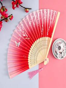 Eventail à main style chinois avec franges pour l'été, eventail pliant rétro Hanfu pour hommes, femmes, enfants, danse, fournitures scolaires, rentrée scolaire
