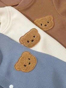 3件套小熊图案男婴长袖连体衣，休闲爬行服 - 彩色 - 查看 5